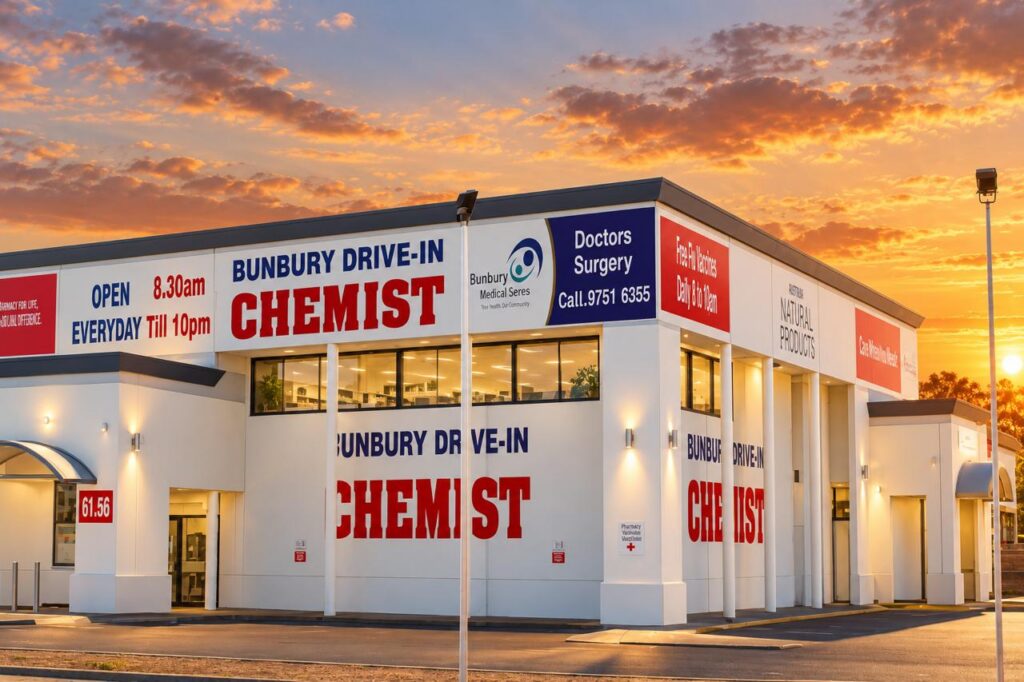 Bunbury Drive-in Chemist storefront on Forrest Ave